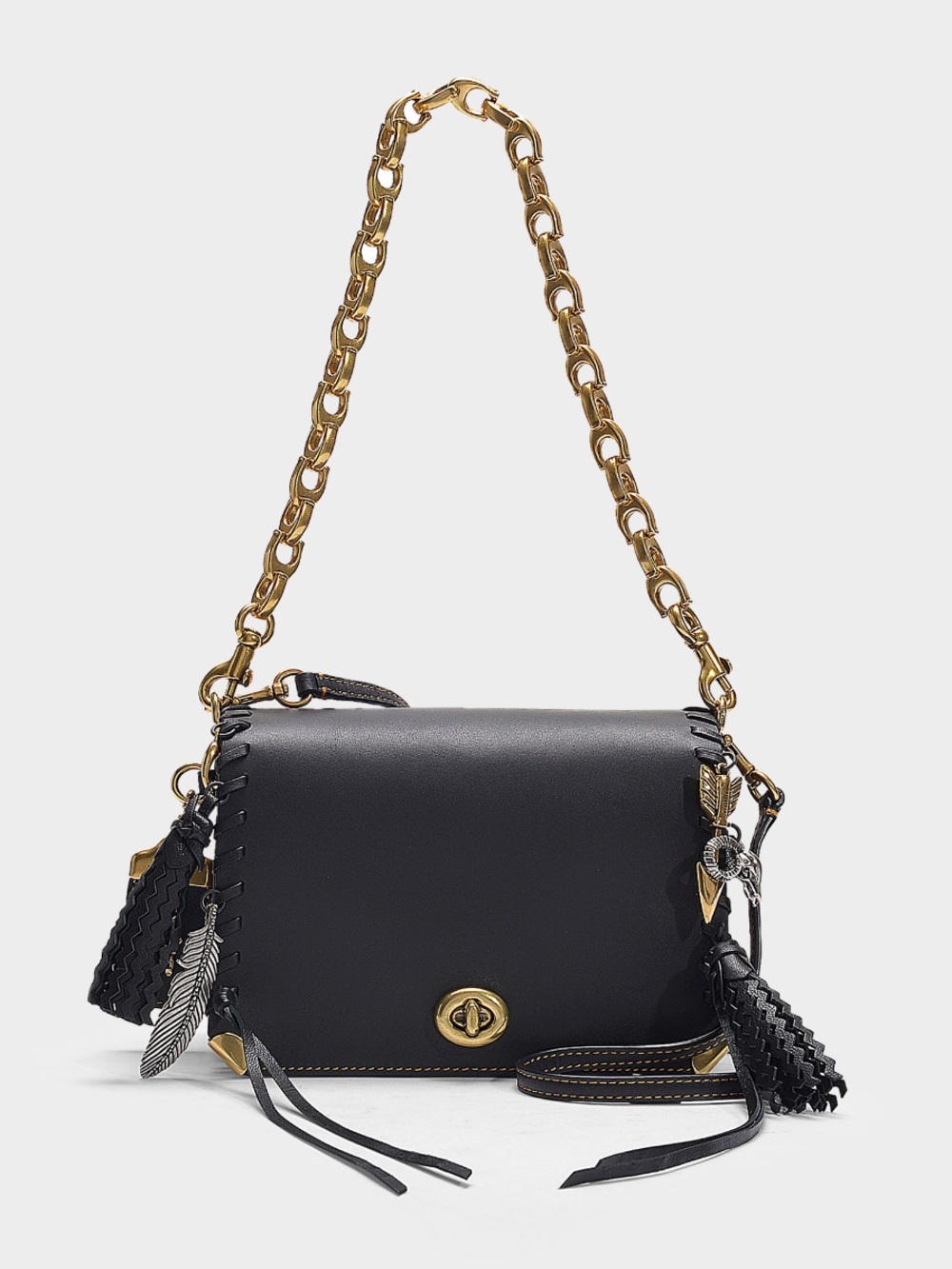 Coach Dinky 19 With Charms Black Leather Crossbody Bag Style 37465